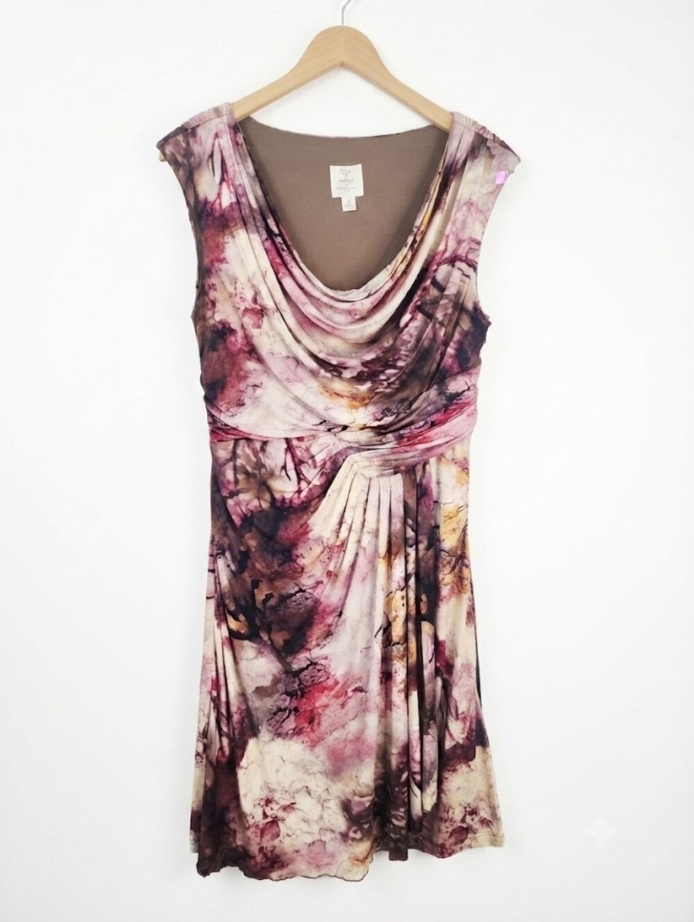 Suzi Chin Watercolor Print Draped Dress Size 6